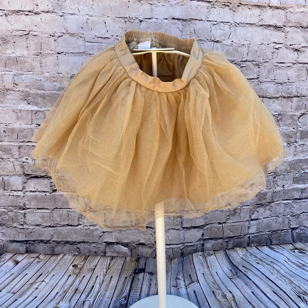 Girls gold Tulle satin waist skirt